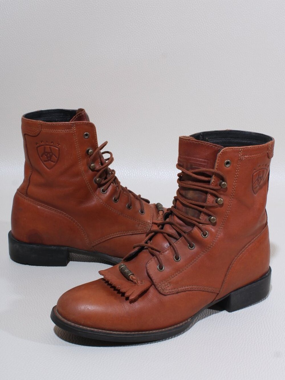 Vintage Womens Ariat Boots Size 7 Brown Leather Lace Up Kilti Roper Boot